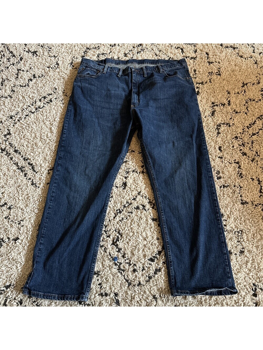 44 X 29 Men's Wrangler Performance Series Dark Wash Relaxed Fit Blue Denim Jeans